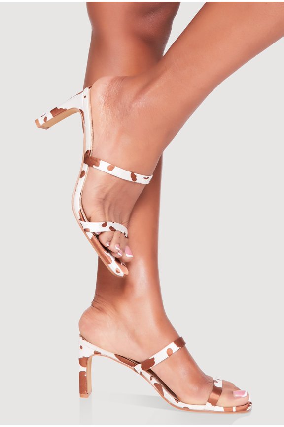 Women's Double Band Open Toe Mid Heels