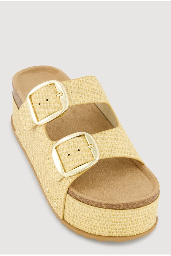 Women's Double Band Platform Footbed Sandals