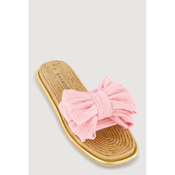 Women's Double Bow Band Espadrille Slide Sandals
