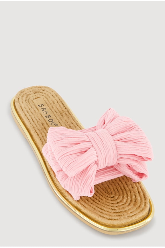 Women's Double Bow Band Espadrille Slide Sandals