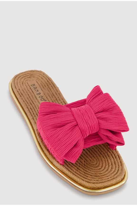 Women's Double Bow Band Espadrille Slide Sandals