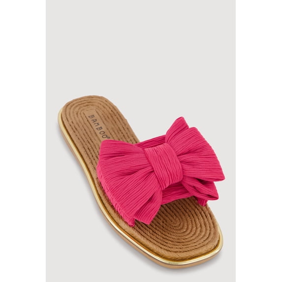 Women's Double Bow Band Espadrille Slide Sandals
