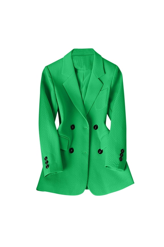 Women's Double - Breasted Blazer, Peak Lapel, Two - Row Button Closure, Structured Silhouette, Functional Pockets, Tailored Fit, Versatile Office to Evening Outerwear, Chic and Sophisticated Jacket