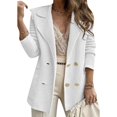 thumbnail image 1 of Women's Double Breasted Long Sleeve Lapel Ribbed Cardigan Autumn Coat Coat with Pockets, 1 of 8