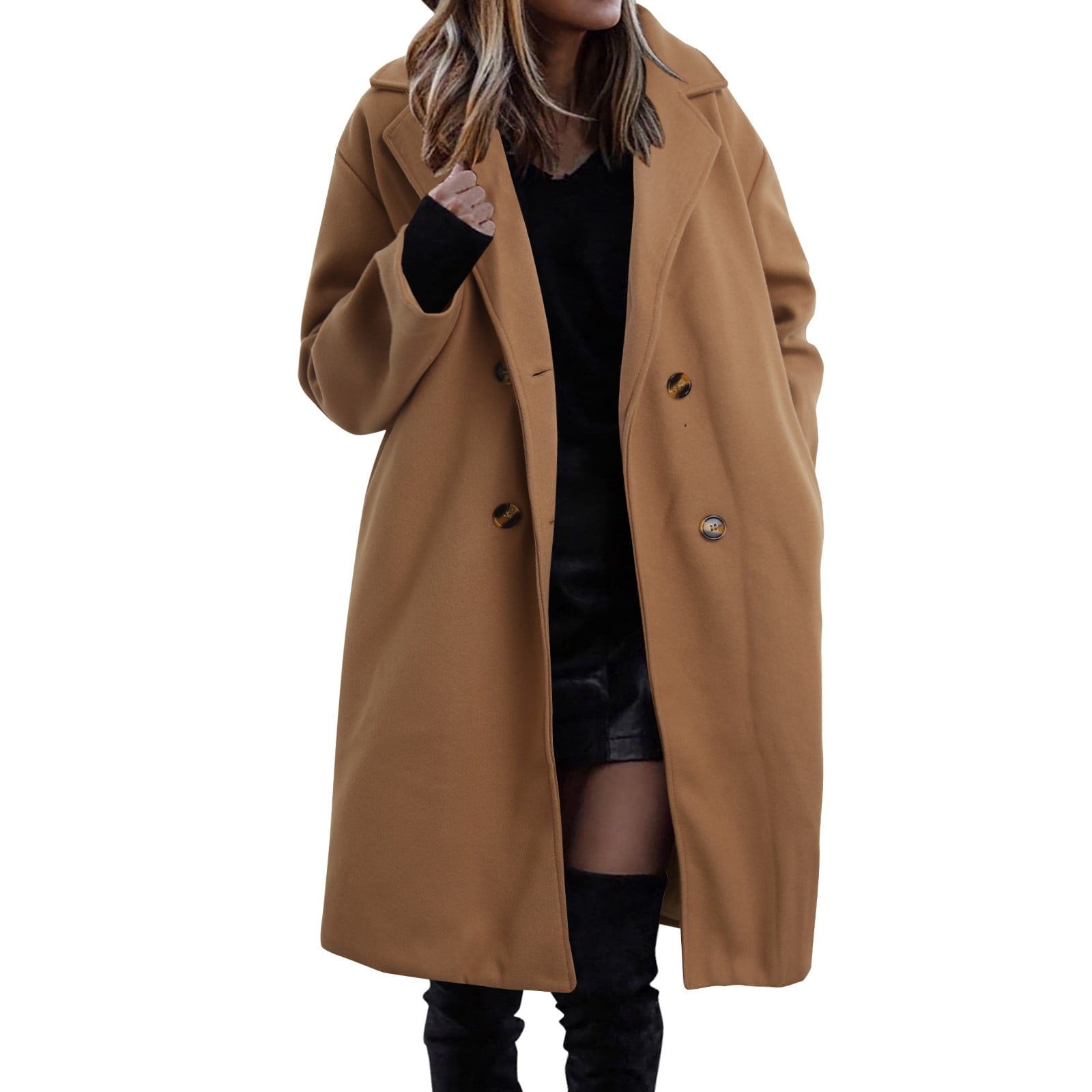 NEW 2024 Double Breasted Lapel Windproof Trench Coat