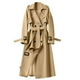 thumbnail image 1 of Women's Double Breasted Long Trench Jackets Notch Lapel Overcoat with Belt Windproof Classic Outerwear Belt Fall Winter Coat, 1 of 6