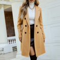 thumbnail image 1 of Women's Double Breasted Wool Blend Coat, Notch Lapel Trench Coat, Warm Winter Overcoat, Classic Long Coat, Fall Winter Pea Coat, Elegant Outerwear, Thick Tweed Jacket Khaki, 1 of 4