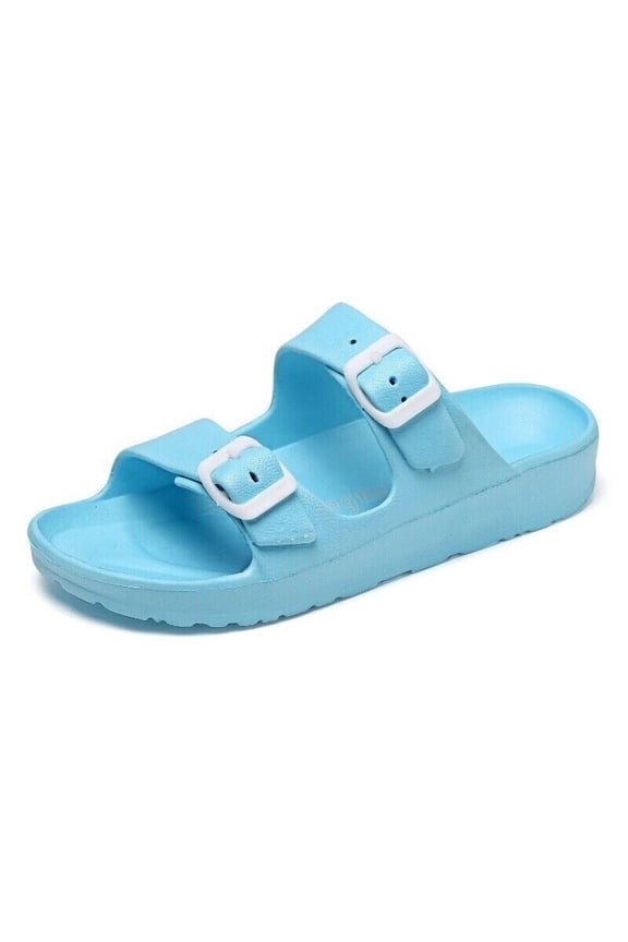 Women's Double Buckle Sandals Adjustable Slide EVA Rubber Strap Waterproof