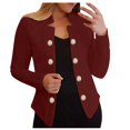 thumbnail image 1 of Women's Double Button Suit Jackets Notch Lapel Long Sleeves Open Front Blazers Work Office Casual Business Cardigans, 1 of 5