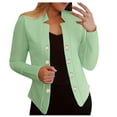thumbnail image 1 of Women's Double Button Suit Jackets Notch Lapel Long Sleeves Open Front Blazers Work Office Casual Business Cardigans, 1 of 5