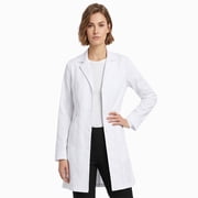 Womens Double Curve Pocket Lab Coat, White, M