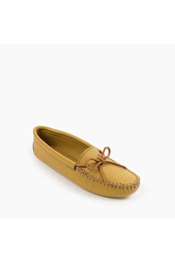 Women's Double Deerskin Soft Leather Sole Moccasin,Natural Deerskin,10 M US