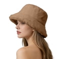 thumbnail image 1 of Women's Double Face Fleece Bucket Hat, Plush Warm Winter Hat with Wide Brim, Soft Sun Hat for Outdoor Cold Weather, Cozy Unisex Beanie Alternative Khaki, 1 of 5
