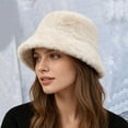 thumbnail image 1 of Women's Double Face Fleece Bucket Hat, Plush Warm Winter Hat with Wide Brim, Soft Casual Sun Hat for Cold Weather Outdoor and Daily Wear Beige, 1 of 7