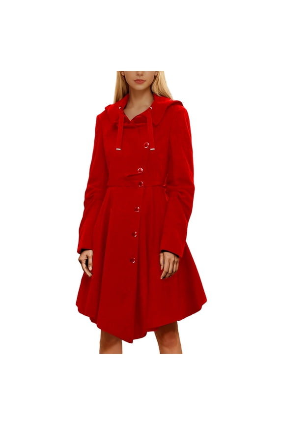 Women's Double Faced Blend Trench Coat with Asymmetrical Hem Long Warm Winter Outerwear Fashion Jacket Casual Elegant Style