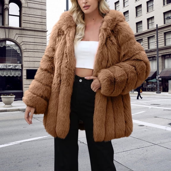 Women's Double Faced Fleece Jacket, Open Front Longline Cardigan, Oversized Plush Coat, Soft Warm Outerwear, Fall Winter Loungewear Topper, Cozy Shawl Collar Wrap Brown L