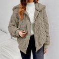 thumbnail image 1 of Women's Double Faced Fleece Jacket, Solid Color Zip Up Hoodie, Oversized Casual Coat, Winter Fall Outerwear, Fleece Lined Hooded Jacket, Warm Loungewear, Everyday Wear Khaki XXL, 1 of 4