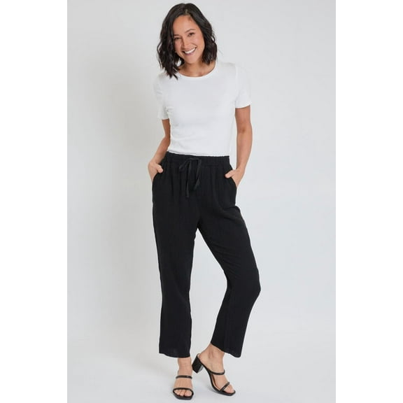 Women's Double Gauze Relaxed Fit Cropped Pant with Frayed Hem Deal
