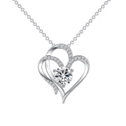 Womens Double Heart Pendant Necklace, Heart-to-Heart Design with Elegant & Premium Style, Zircon Inlaid Love Necklaces
