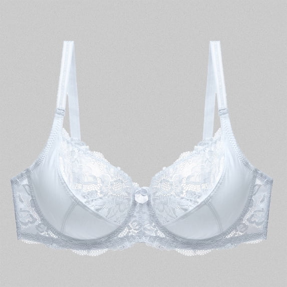 Women's Double Lace Plus Size Bra Push Up Corset Bustier, 42, White
