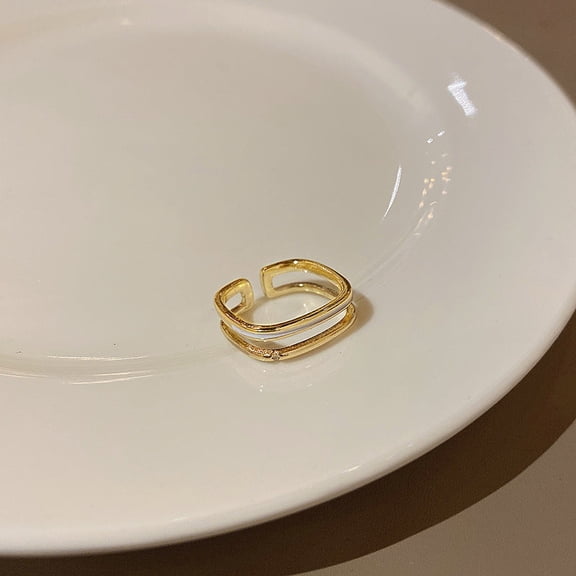 Womens Adjustable Ring Double Layer Index Finger Ring Copper with Gold Plating Electroplated Finish Jewelry Gift for