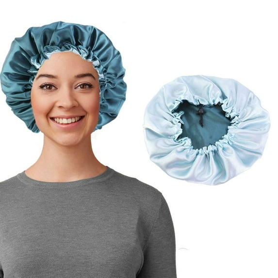 Women's Double Layer Reversible Silky Satin Headscarf Sleeping Bonnet Hair Wrap Cap Hat Headband