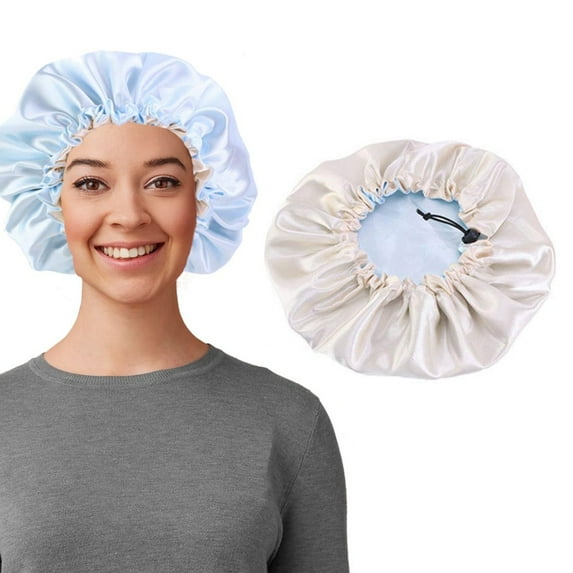 Women's Double Layer Reversible Silky Satin Headscarf Sleeping Bonnet Hair Wrap Cap Hat Headband