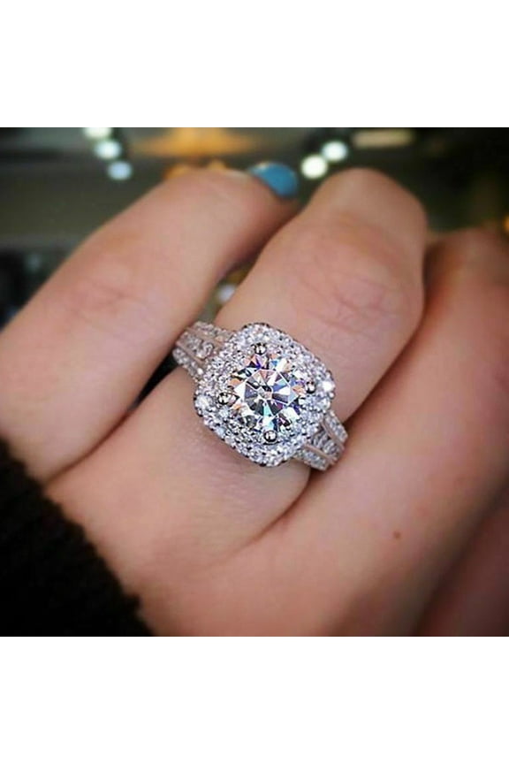 Women's Double-Layer Tiger Claw Square Zircon Ring