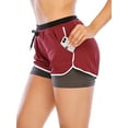 thumbnail image 1 of Women's Double Layer Yoga Shorts Workout Shorts Athletic Sports Active Running Shorts with Pockets, 1 of 7