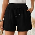 thumbnail image 1 of Women's Double Layered Pleats Hem Straight Leg Casual Pants High Waist Sports Loose Shorts Casual Fashion Pants Seersucker Shorts Women Women's Shorts Casual Women Sweat Shorts Basketball Shorts for, 1 of 4