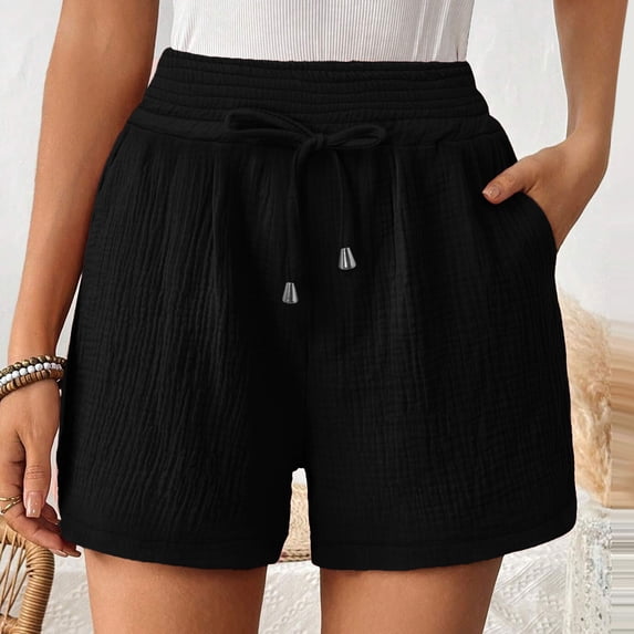 Women's Double Layered Pleats Hem Straight Leg Casual Pants High Waist Sports Loose Shorts Casual Fashion Pants Seersucker Shorts Women Women's Shorts Casual Women Sweat Shorts Basketball Shorts for