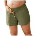 thumbnail image 1 of Women's Double Layered Pleats Maternity Shorts Underbelly Drawstring Elastic Waist Cotton Shorts With Pockets Summer Cute Beach Casual Shorts, 1 of 5