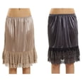 thumbnail image 1 of Women's Double Layered Satin Skirt Extender / Half Slip Lingerie 2 Pieces Combo Pack, 1 of 4