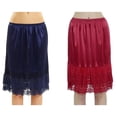 thumbnail image 1 of Women's Double Layered Satin Skirt Extender / Half Slip Lingerie 2 Pieces Combo Pack, 1 of 4