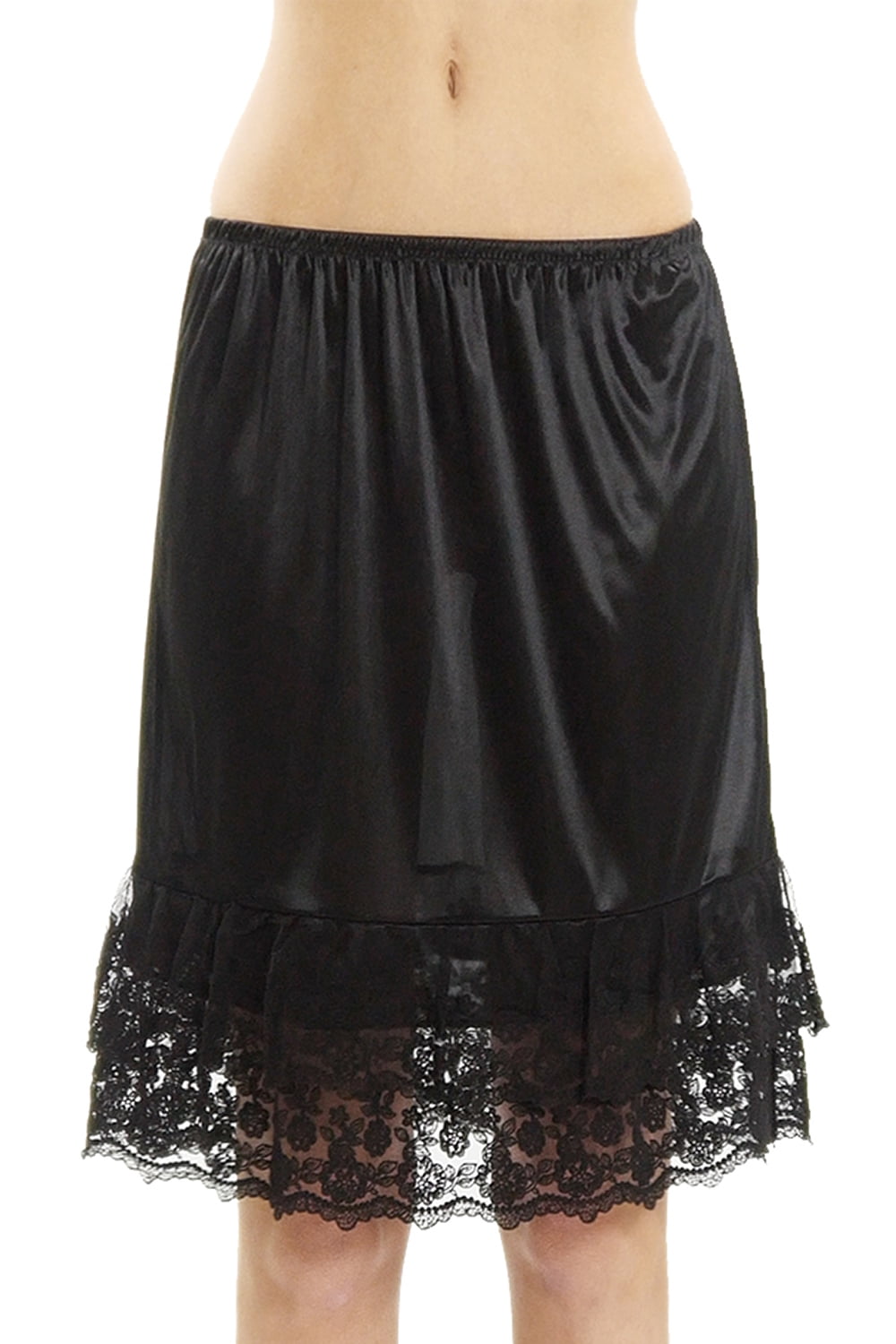 【INCHANT ME】Double layered satin long skirt Women's Double Layered Satin Skirt Extender / Half Slip