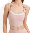 thumbnail image 1 of Women's Double Layered Scoop Neck Sports Bra with Contrast Trim - Small, Pink, 1 of 6