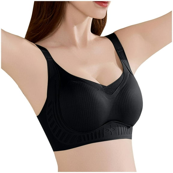Women's Double Lined Bralettes - Scoop Neck Adjustable Straps Unlined Cami Wireless T-Shirt Everyday Bra Womens Sports Bras No Wire
