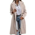 thumbnail image 1 of Women's Double Long Trench Coat Windproof Classic Lapel Slim Overcoat Double Notch Lapel Womens Thick Wool Winter Jackets Wool Long Winter Coat 100 Wool Winter Jackets Women Light Weight Wool Winter, 1 of 4