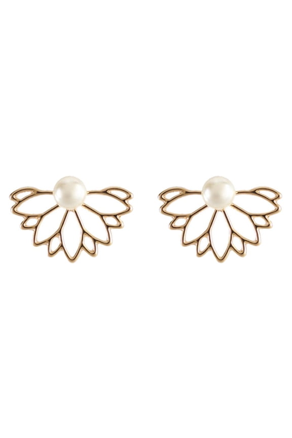 Women's Double Sided Earrings Metal Earring With Pearl Jewelry,