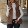 thumbnail image 1 of Women's Double Sided Fleece Vest, Zipper Front Sleeveless Jacket, Oversized Knit Cardigan, Side Pocket Layering Piece, Soft Plush Outerwear, Autumn Winter Warm Wear Khaki XXL, 1 of 4