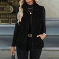 thumbnail image 1 of Women's Double Sided Plush Vest, Sleeveless Stand Collar Cardigan, Full Zip Waistcoat Jacket, Casual Layering Piece, Soft Fleece Outerwear, Versatile Everyday Wear Black L, 1 of 4