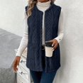 thumbnail image 1 of Women's Double-Sided Plush Vest, Solid Color Sleeveless Jacket with Pockets, Casual Quilted Outerwear for Women, Warm Winter Vest without Sleeves, Soft Plush Layering Piece for Fall and Winter Navy, 1 of 8