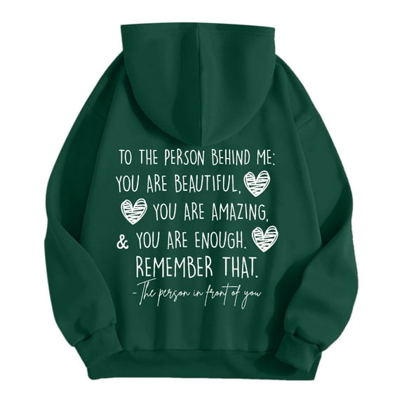 Women's Double-Sided Printed Letter Hoodie Oversized Fashion Long Sleeve Pullover Sweatshirt for Casual Wear