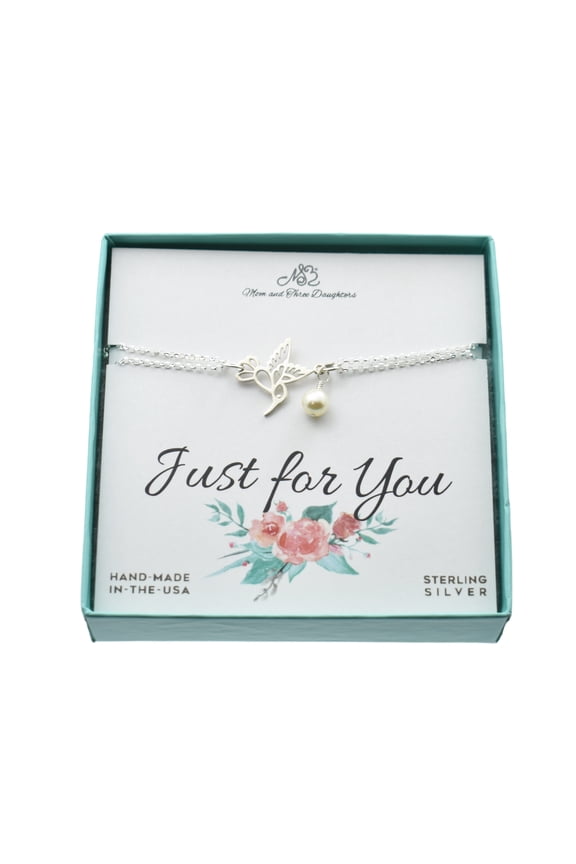 Women's Double Strand Hummingbird Bracelet in Sterling Silver