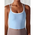 thumbnail image 1 of Women's Double Strap Athletic Crop Tank Top with Built-In Bra- Medium, Blue, 1 of 1
