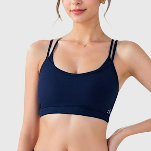 Women's Double Strap Scoop Neck Sports Bra - Medium, Navy