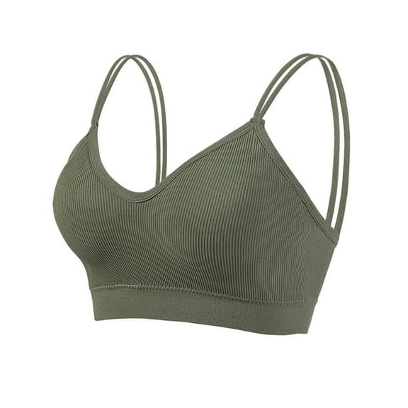Women's Double Strap Seamless Bralette Padded Sports Bra for Everyday Wear with Comfortable Support and Versatile Styling