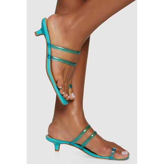 Women's Double Strap Toe Loop Kitten Heel Sandals - Walmart.com