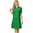 thumbnail image 1 of Women's Double Take Full Size Texture Collared Neck Short Sleeve Dress 98% Polyester 2% Spandex for daily wear, 1 of 25