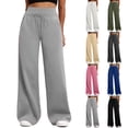thumbnail image 1 of Women's Double Waisted Baggy Sweatpants Wide Leg Loose Casual Fit, 1 of 9